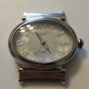 Activa Women's Swiss Quartz Movt Oval Watch Silver Tone Case Water Resist 30M